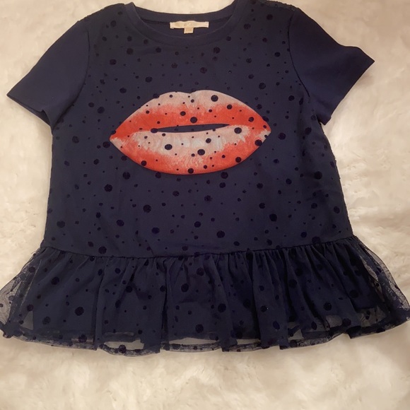 Oasis Lace Polka Dot Mesh and Lip Embellished Top - Picture 2 of 8